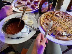 Soup and pancakes (pear and apple) at Pannenkoekenparadijs in Valkenburg