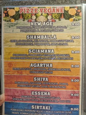 Vegan menu at Pizza da Luca in Tuenno