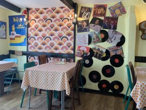 70s vibe and music. Super cool!  at Daisy's Cafe in Looe