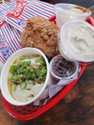 fried chicken plate at Honey Butter Country Fare in Portland