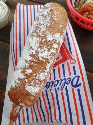 pancake dog at Honey Butter Country Fare in Portland