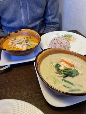 vegan thai red and green curry  at Krua Siam in Akureyri