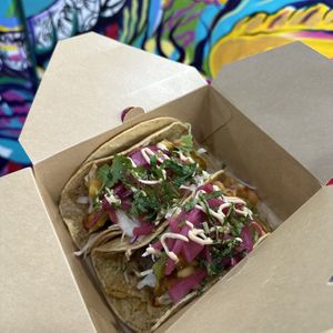 G Funk Black Bean Mango Tacos  with Pickled Onions, Pickled Jalapeños, and Cashew Crema  at 50 Pesos in Burlington