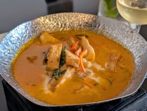 Vegan red curry with tofu at Cashew Thai Cuisine in Seattle