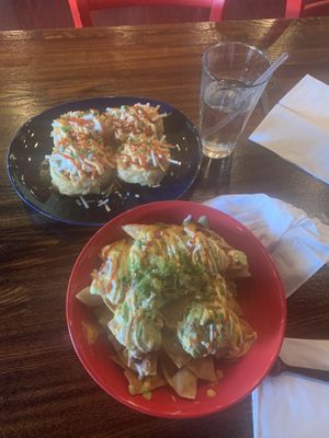 Kimichimichanga and nachos at Kimchichanga in Riverside
