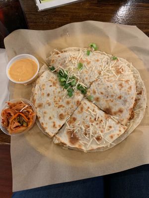 Vegan kimchi quesadilla at Kimchichanga in Riverside