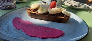 Banana & Chocolate Spread on Toast (vegan) at Cafe Dolce Vita in Mallorca