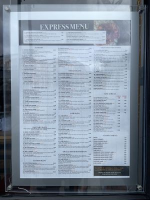 Menu at Daakoo in North West London