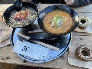 Both ramen and donut options    at Vegan Ramen UZU Tokyo in Tokyo