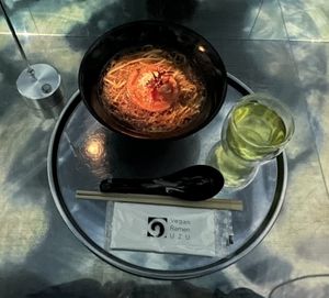 Soy sauce ramen  at Vegan Ramen UZU Tokyo in Tokyo