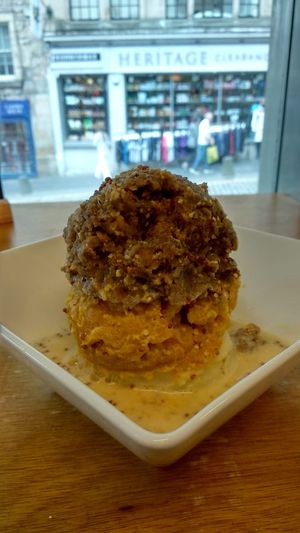 Vegan haggis, neeps & tatties at The Haggis Box in Edinburgh