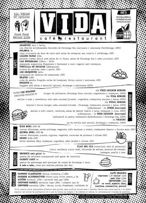 Menu  at Vida Cafe in Barcelona