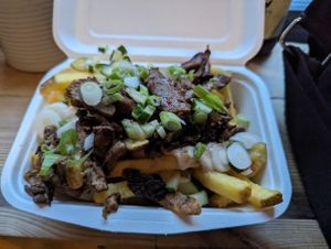 Hoi sin 'duck' loaded fries at Notorious BRG in Canterbury