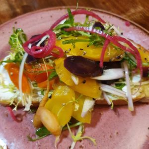 Cured carrots with cream cheese on toast at The Bruce Arms in Ripon