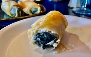 Vegan black pudding spring roll at The Old Cross Inn in Blairgowrie