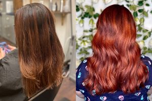 red balayage at Gloss Hair Lounge in Seattle