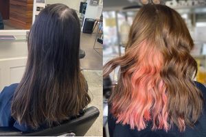bleach & tone and pink peekaboo at Gloss Hair Lounge in Seattle