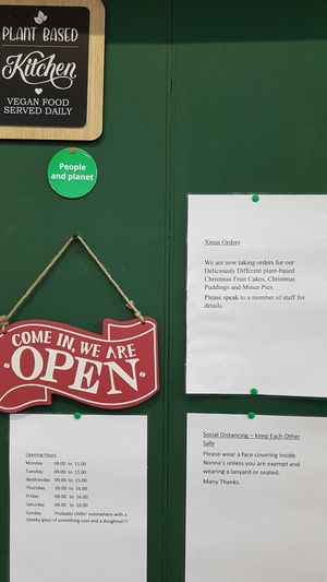 Notice board at Nonna's Deliciously Different in Swansea