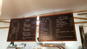 Menu board  at Nonna's Deliciously Different in Swansea