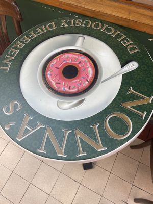 Their tables are cute  at Nonna's Deliciously Different in Swansea