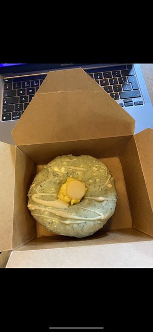 matcha, white chocolate and vanilla donut  at Nonna's Deliciously Different in Swansea