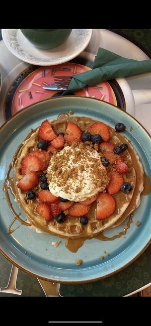 freshly made waffles   at Nonna's Deliciously Different in Swansea