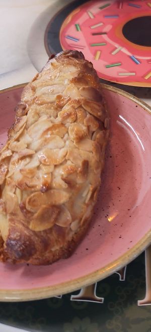 Almond croissant at Nonna's Deliciously Different in Swansea