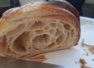 The inside of a croissant at Café Eva in Tel Aviv