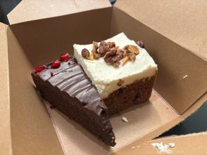 Double chocolate cake and carrot cake at Sunny Side Up - Nordend in Frankfurt