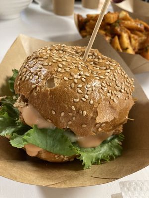 Kuku burger  at Falafel House in Nairobi