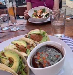 Vegan Quinoa tacos with black beans and my friends KSW (she added meat) at Picasso Cafe on Paseo in Oklahoma City