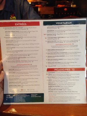 Menu at Picasso Cafe on Paseo in Oklahoma City