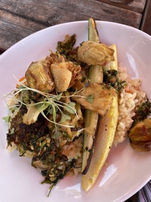 Vegan paella - special for June 2023  at Picasso Cafe on Paseo in Oklahoma City