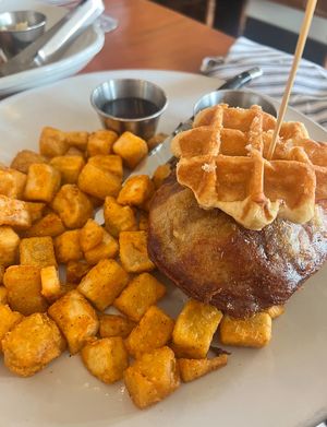 Vegan Mushroom and Waffles at Picasso Cafe on Paseo in Oklahoma City