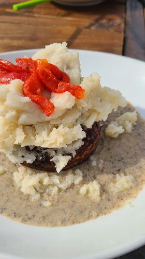 Impossible meatloaf, gravy and mashed potatoes  at Picasso Cafe on Paseo in Oklahoma City