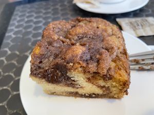 Vegan coffee cake! 🤎  at Barber Commissary Barista in Indianapolis