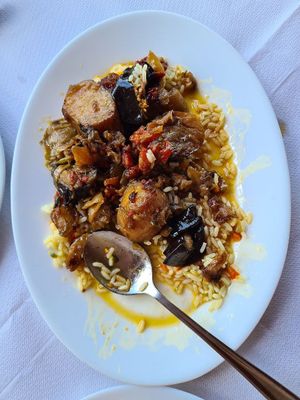 Main course at Georgia's Traditional Taverna in Crete