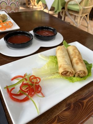 Spring roll with sweet sauce   at Kiwi in Santorini
