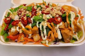 Satay salad at Nom Nom Pizza & Cafe Nida in Belfast