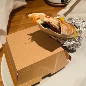 Vegan kebab wrap  at Nom Nom Pizza & Cafe Nida in Belfast