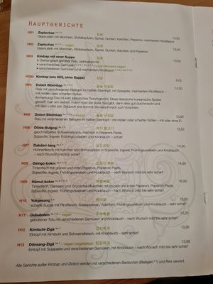 Speisekarte Hauptgerichte at Frau Om Kocht in Wurzburg