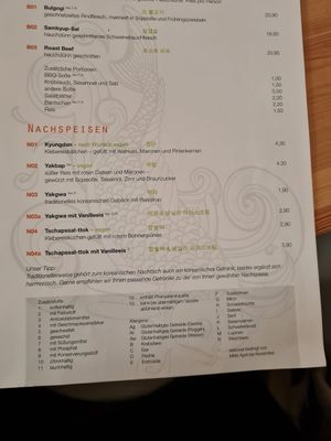 Speisekarte Nachspeise at Frau Om Kocht in Wurzburg