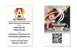 Italian Restaurant Aberdeen Business Card at Al Fresco in Aberdeen