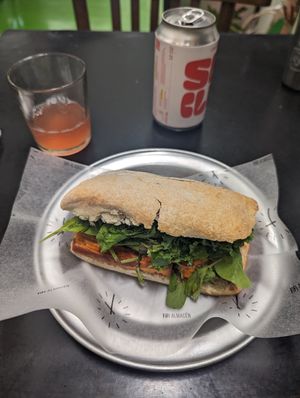 Ciabatta sándwich con tofu en vez de queso at Fifi Almacén in Buenos Aires