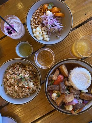 Vegan Chaufa, cebiche, saltados  at Llama Queen in Austin