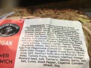 Ingredients for one of their vegan sandwiches at Morton Williams in New York City