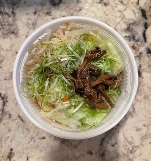 veggies and noodles (underneath)   at Menya Ultra in San Diego