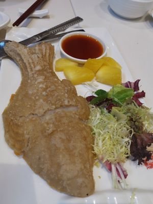 Battered taro wirh sweet and sour sauce at Gaia Veggie Shop - Tsuen Wan in New Territories