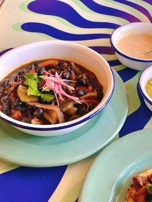 Frijoles Charros at Groovy's Taqueria Vegana in Mexico City