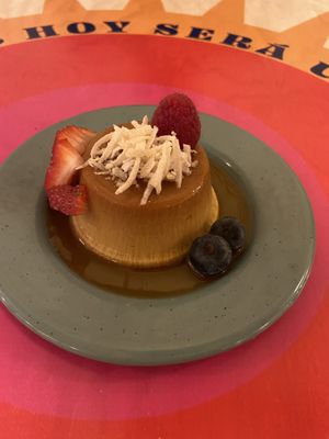 Flan at Groovy's Taqueria Vegana in Mexico City